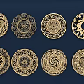 Ornate Round Wall Decor With Intricate Gold Patterns And Decorative Designs 3d model