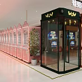 Shopping Mall Store Featuring Glass Claw Machine Booths And Pink Dividers