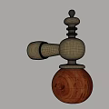 Wall Mounted Handle Crafted from Brass and Red Wood with Classic Design