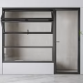 Modern glass door and window combination 3d model