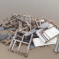 Recycled Wooden Planks And Stone Slabs In Construction Debris Pile
