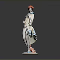 Ceramic Furniture Decorative Figurine With White Blue Outfit Red Hair And Base