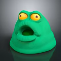 Fun Green Cartoon Toy with Big Eyes and Open Mouth Design