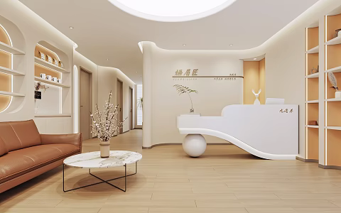 Modern cream style beauty salon hall 3d model