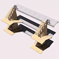 Modern Wooden Staircase Design With Concrete Platform And Geometric Structure 3d model