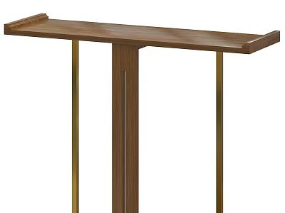 Modern Functional Desk With Walnut Wooden Tabletop And Golden Metal Legs For Home Office Use 3d model