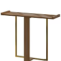Modern Functional Desk With Walnut Wooden Tabletop And Golden Metal Legs For Home Office Use