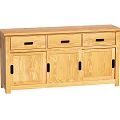 Light Oak Wooden Sideboard with Three Drawers and Two Cabinet Doors