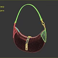 Stylish Black Curved Handbag With Long Strap And Gold Metal Fittings