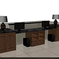 Elegant Modern Reception Desk With Marble Countertop Decorative Patterns And Table Lamps 3d model