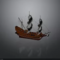 Classic Wooden Sailboat With White Sails And Red Hull As Traditional Water Transport