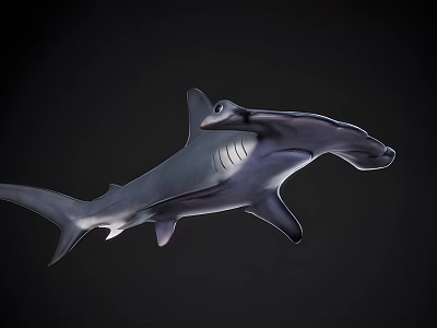 Hammerhead Shark 3D Model Swimming in Dark Background with Realistic Details 3d model