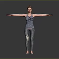 Child Standing With Arms Outstretched In Gray Tank Top And Ripped Jeans Against Gray Background