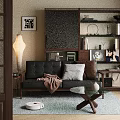 Mid Century Modern Leather Sofa And Glass Coffee Table Set For Cozy Home Living Room