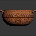 Traditional Copper Bowl With Double Handles And Intricate Carved Patterns For Household Use