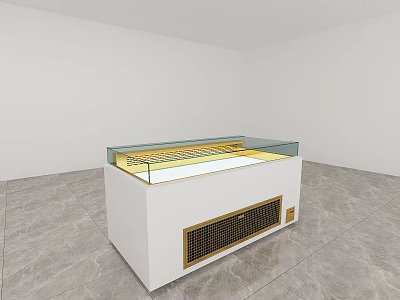 White Display Cabinet With Glass Top Grille Base And Marble Floor Setting 3d model