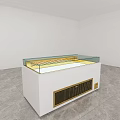 White Display Cabinet With Glass Top Grille Base And Marble Floor Setting