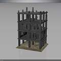 Unfinished Multi Story Building Model With Gray Exterior And Foundation Structure