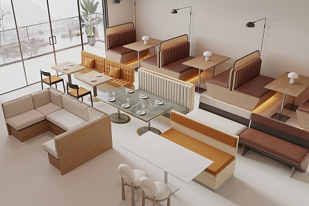 Card Seat Sofa Card Seat Dining Table and Chair Restaurant Card Seat 3d model