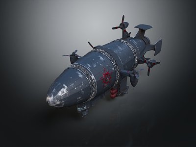 modern submarine-type submarine torpedo 3d model