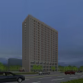 Modern High Rise Office Building Exterior With Glass Windows And Surrounding Trees