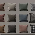 Decorative Throw Pillows In Various Colors And Plaid Patterns For Home Decor 3d model