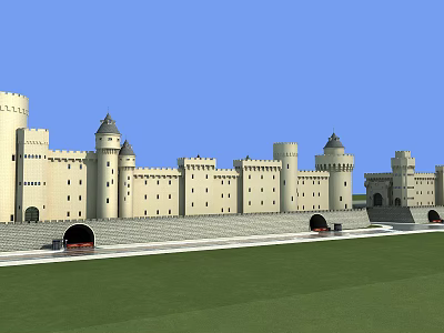 European style castle wall 3d model