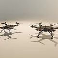 Two Different Drones With Propellers And Metal Frames On White Background