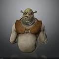 3D Monster Character With Green Skin Small Horns Brown Vest Round Body And Funny Expression