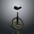 Stylish Unicycle with Black Seat Yellow Spokes and Red Pedals