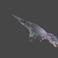 Low Poly T-Rex Dinosaur Model Gray Body Red Head Open Mouth Sharp Teeth