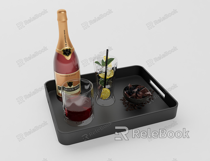 Modern Wine Glass Kitchen Restaurant Decoration Dinner Plate Tray Fruit Plate Chocolate model