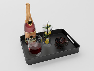 Modern Wine Glass Kitchen Restaurant Decoration Dinner Plate Tray Fruit Plate Chocolate model