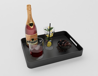 Modern Wine Glass Kitchen Restaurant Decoration Dinner Plate Tray Fruit Plate Chocolate 3d model