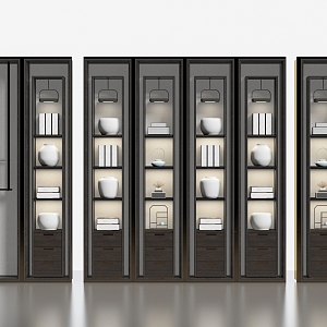 New Chinese-style Storage Rack Bookshelf Background Wall 3d model