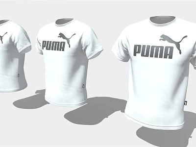 PUMA White T Shirts With Black Logo Design And Comfortable Fit 3d model