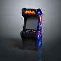 Vibrant Colorful Arcade Machine With Neon Lights Control Buttons And Artwork
