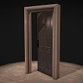 Dark Brown Wooden Hinged Door With Panel Design Wooden Frame And Metal Handle