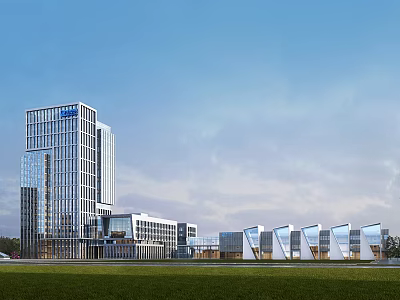 Aerial View Planning Of Modern Building Complex With High Rise Low Rise Structures And Green Lawn 3d model