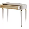 Sleek Modern Dressing Table Featuring White Top Wooden Drawer And Gold Metal Slim Legs