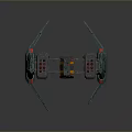 Sci Fi Spaceship Model With Twin Wing Design Green Gray And Orange Accents