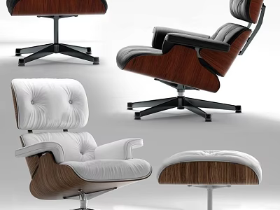 Modern Office Chair Designs Featuring Wooden Frame Leather Upholstery and Swivel Base 3d model