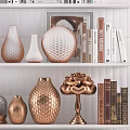 Stylish Decorative Ornament Set With Shelves Books Vases Lamps And Plants