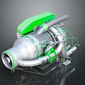 Industrial Equipment With Silver Metallic Structure Green Components Pipes And Connecting Wires