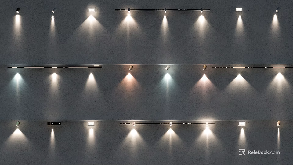 Stylish Downlights And Spotlights Featuring Wall Mounted Design With Various Lighting Effects 3d model 