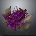 Vibrant Character Creature with Purple Pink Green Leaf Like Structures and Unique Form 3d model