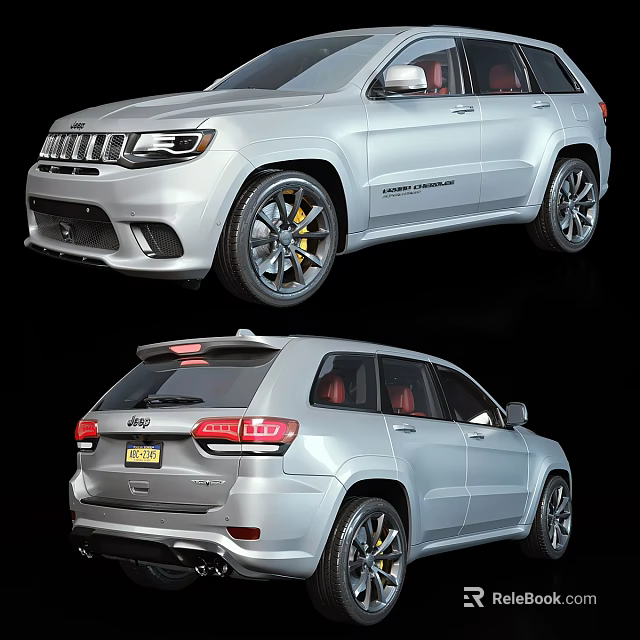 Silver SUV Car Front And Rear Exterior Shots 3d model 