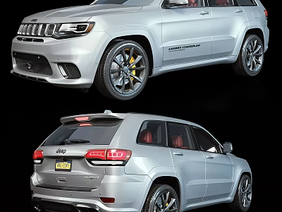 Silver SUV Car Front And Rear Exterior Shots 3d model