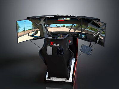 Advanced Racing Simulator Entertainment Device With Multi Screen Display And Immersive Gaming Experience 3d model