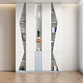 Modern White Bookshelf Design With Geometric Open Shelves And Decorative Items